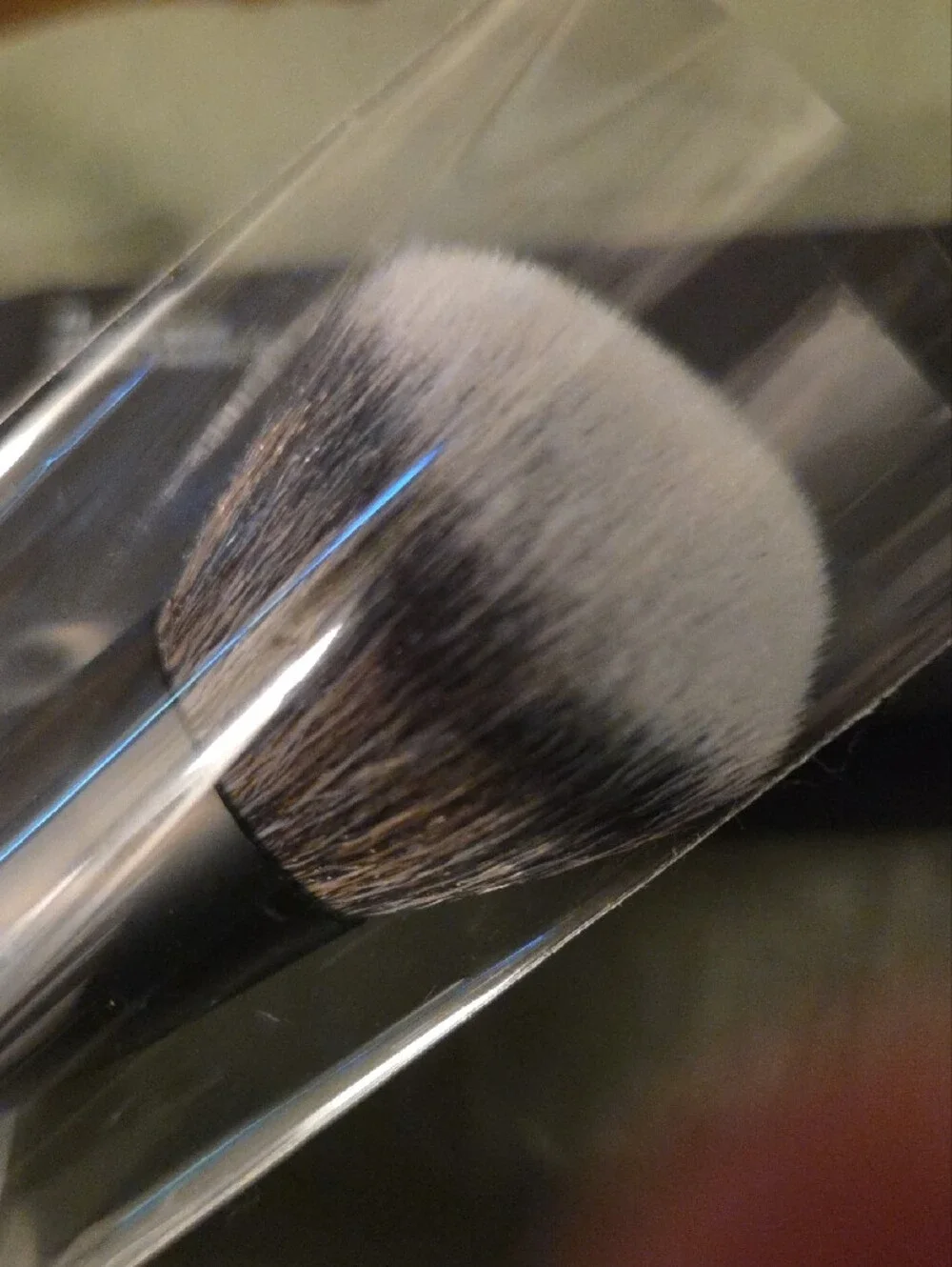 Dual-Ended Makeup Brush F4 - Black Handle with Gray Bristles